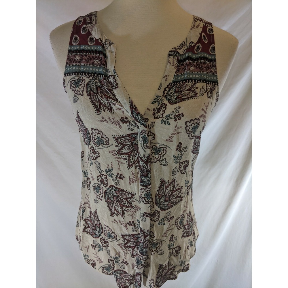 Sanctuary Tank Collage Craft Shell Size XS‎ Small High Low Shirttail Hem Rayon